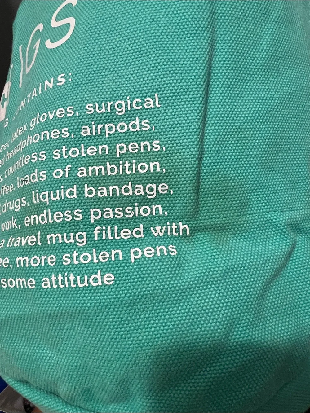 Figs Large Tote Bag in Teal Green
